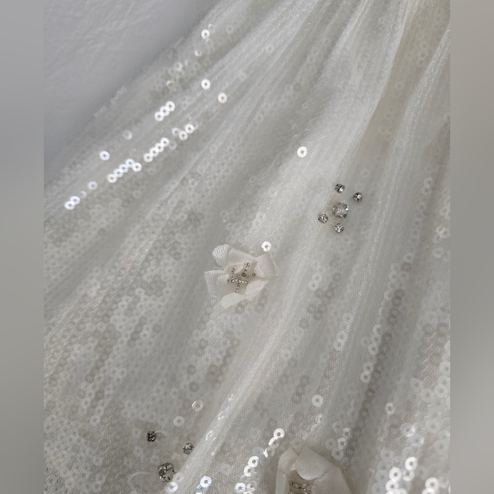 Zara White Sequin Skirt - Picture 2 of 10